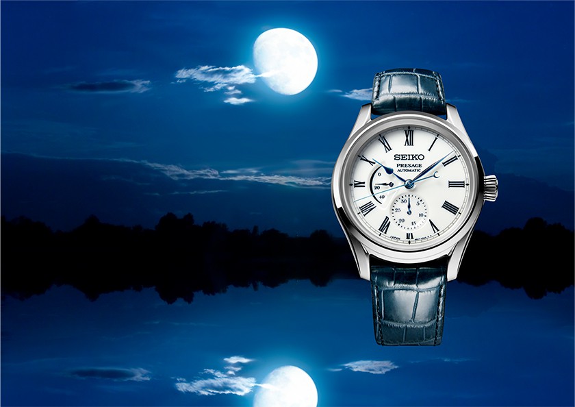 Presage captures the beauty of the moon reflected in water with an Arita  porcelain dial - SWING WATCH Indonesia