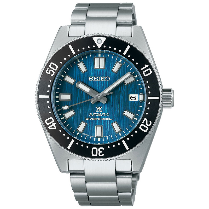 Seiko men's prospex automatic diver clearance silvertone watch with blue bezel